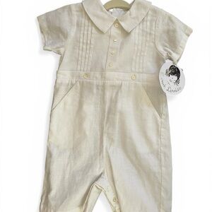 Sarah Louise White Linen Romper, NWT, 12M